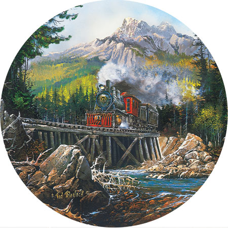 /"Steam In The High Sierras/" Round Jigsaw Puzzle 1000 Piece SunsOut 60024 NEW