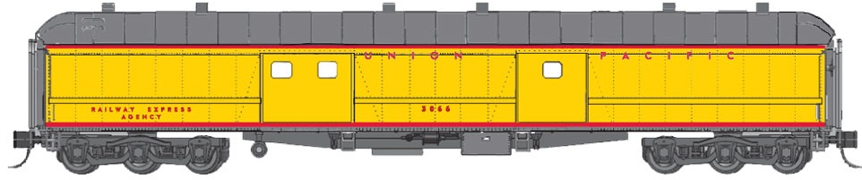 N Budd Passenger 72' Baggage Union Pacific Yellow/Grey 1-041339 