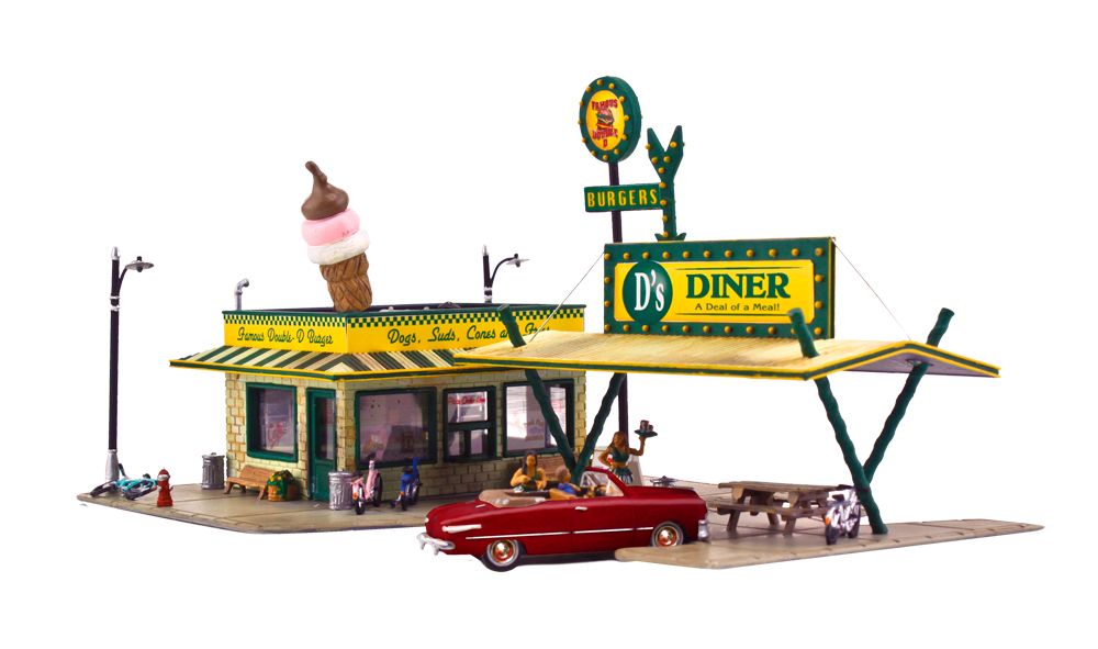 "D's" DINER N SCALE PRE-FAB STRUCTURE WOODLAND SCENICS PF5208 CLEARANCE! 